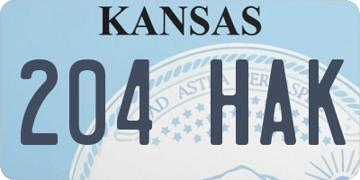 KS license plate 204HAK