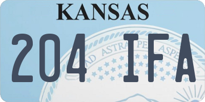 KS license plate 204IFA