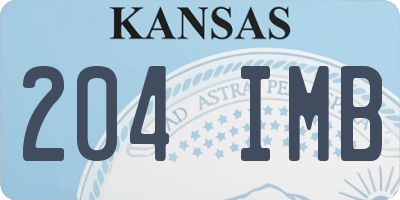 KS license plate 204IMB