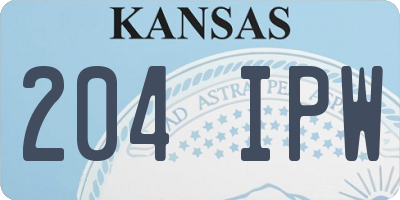 KS license plate 204IPW