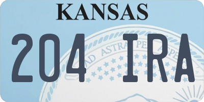 KS license plate 204IRA