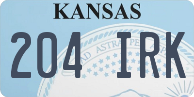 KS license plate 204IRK