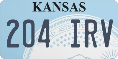 KS license plate 204IRV