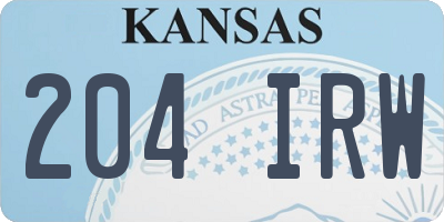 KS license plate 204IRW