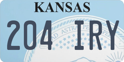 KS license plate 204IRY