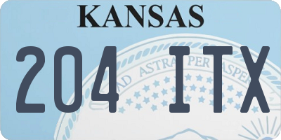 KS license plate 204ITX