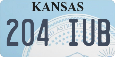 KS license plate 204IUB