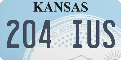 KS license plate 204IUS