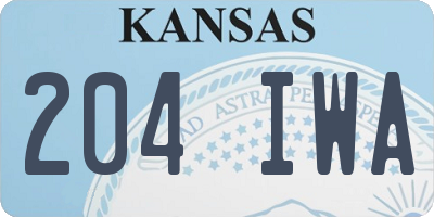 KS license plate 204IWA