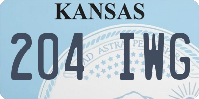 KS license plate 204IWG