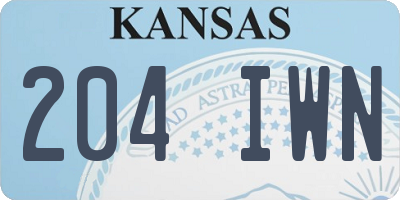 KS license plate 204IWN