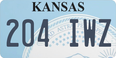KS license plate 204IWZ