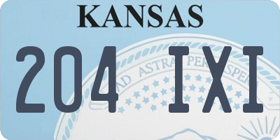 KS license plate 204IXI