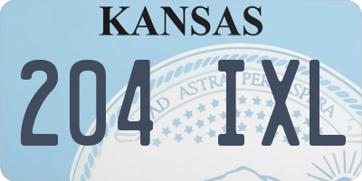 KS license plate 204IXL