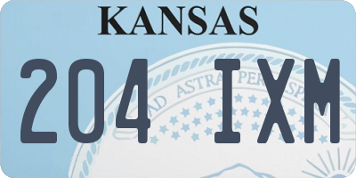 KS license plate 204IXM