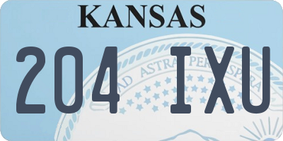 KS license plate 204IXU