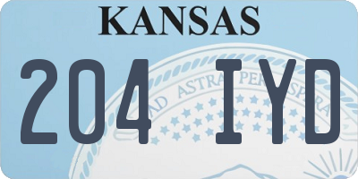 KS license plate 204IYD