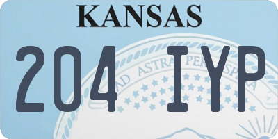 KS license plate 204IYP