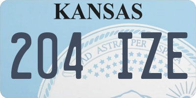 KS license plate 204IZE