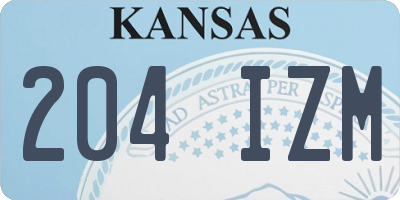 KS license plate 204IZM