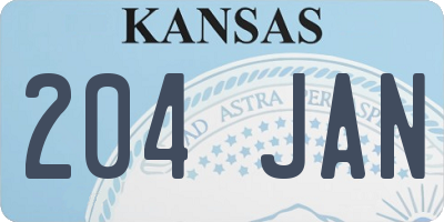KS license plate 204JAN