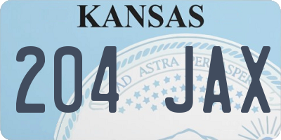 KS license plate 204JAX