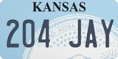 KS license plate 204JAY