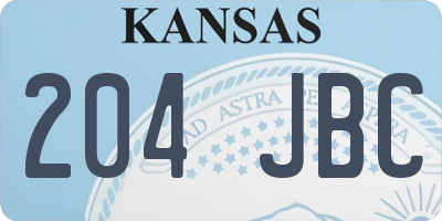 KS license plate 204JBC