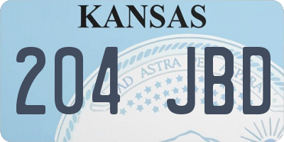 KS license plate 204JBD