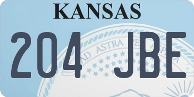 KS license plate 204JBE