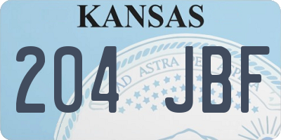 KS license plate 204JBF