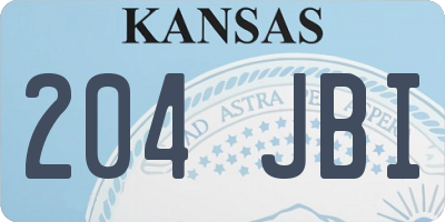 KS license plate 204JBI