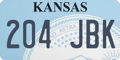 KS license plate 204JBK