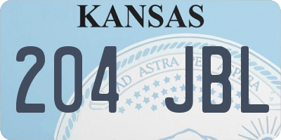 KS license plate 204JBL