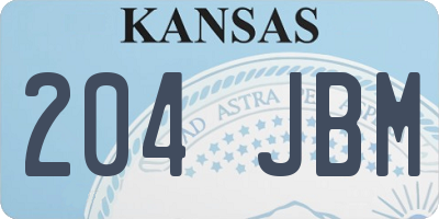 KS license plate 204JBM