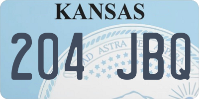 KS license plate 204JBQ