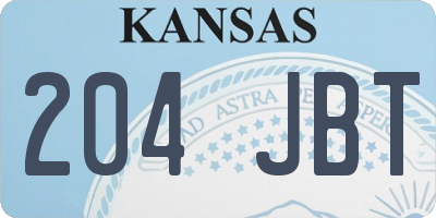 KS license plate 204JBT