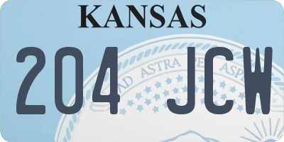 KS license plate 204JCW