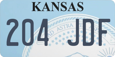 KS license plate 204JDF