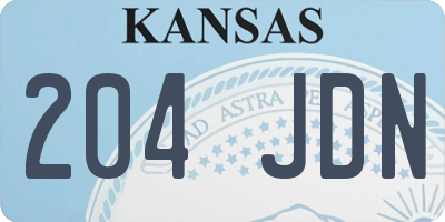 KS license plate 204JDN