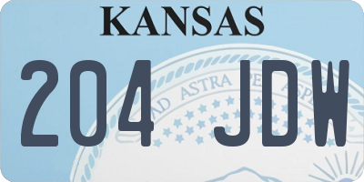 KS license plate 204JDW