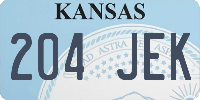 KS license plate 204JEK