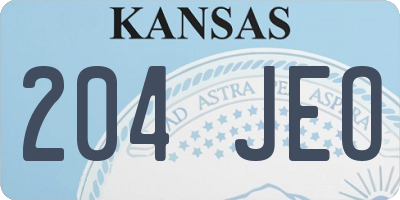 KS license plate 204JEO