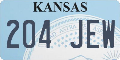 KS license plate 204JEW