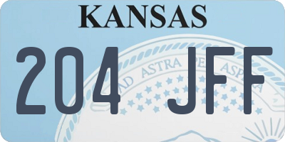 KS license plate 204JFF