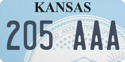 KS license plate 205AAA