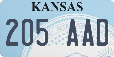 KS license plate 205AAD