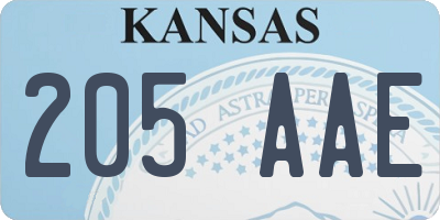 KS license plate 205AAE