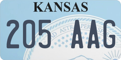 KS license plate 205AAG