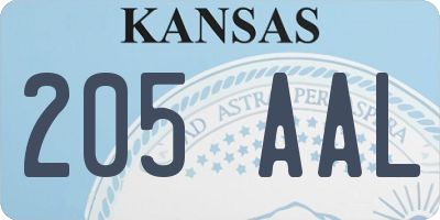 KS license plate 205AAL